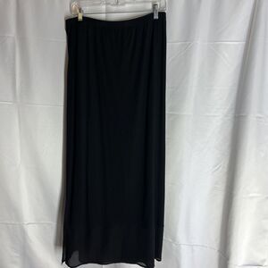 Harari Womans Maxi Skirt Black Extra Large Solid Silk Stretch Long XL MSP $288